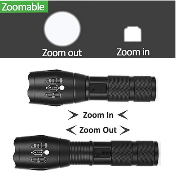 LED Kraftig LED Lommelygte, IP44 Vandafvisende Zoombar Lommelygte, 3 AA