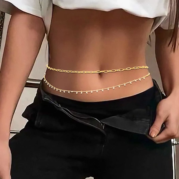 Pearl midjekedjor Guld lager magkroppskedja Beach Summer Bod