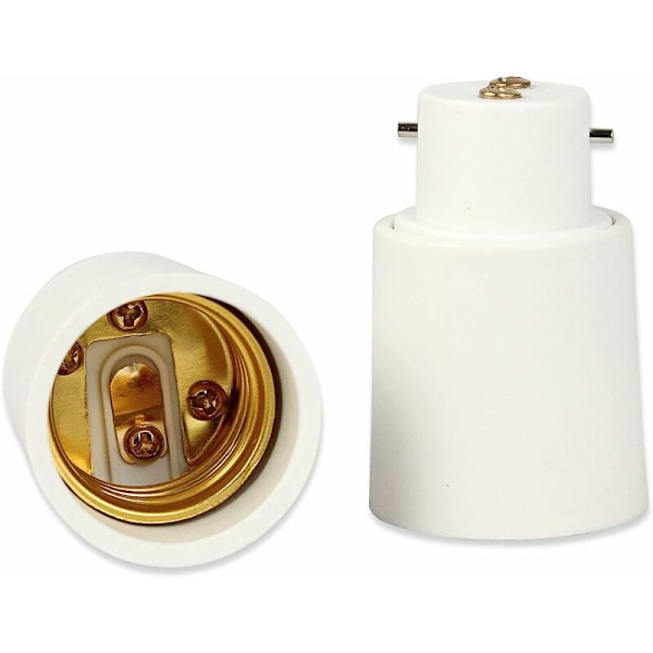 2-pack - B22 till E27 Sockeladapter - Konverterar Lampbas till Skruv