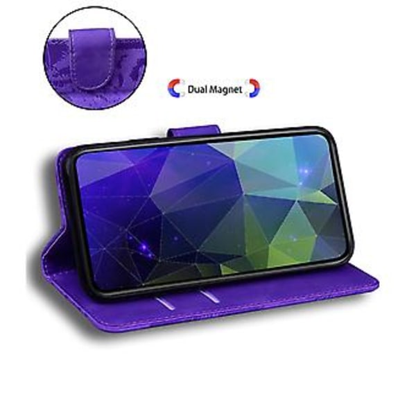 Tiger Präglat Läderfodral För iPhone 14 Purple