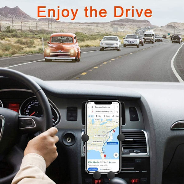 Biltelefonholder, Gravity Telefonholder Universal Luftventil Smartphone Holder med 360° Rotation, Sort, 10.9*9.2cm