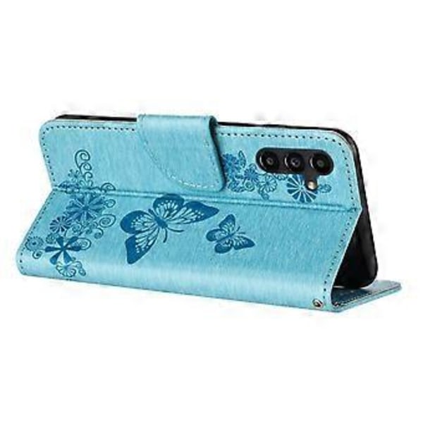 Fodral för Samsung Galaxy A05s 4G PU Läder Fjärilar Blomma Mobilskal Style E
