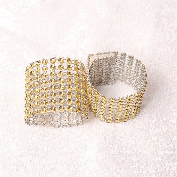 10 stk Gull Serviettringer Blanke Rhinestone Serviettringer Bryllup Na