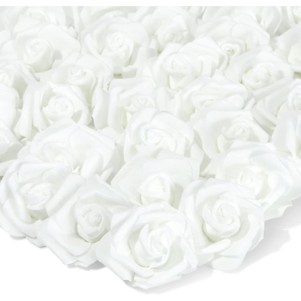 Et sett med 100 kunstige rosehoder for bryllupsdekorasjoner, prena