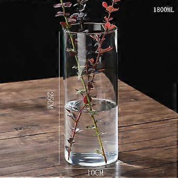 Klar Glasvas Blomvas Minimalistisk Glasvas Cylinderformad Blomvas för Bröllop Vardagsrum Dekorativ Gåva 10x25cm