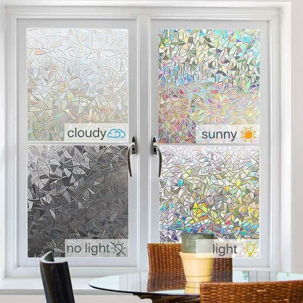 Privacy Window Film 3D Rainbow Effect Dekorativ Film Selvhæftende