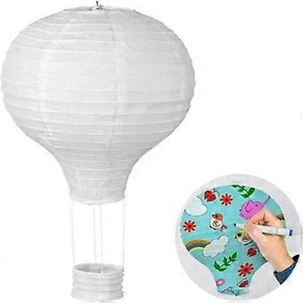 6 stk. Lampion Papir Luftballon Lanterne Hvidt Papir Til Fødselsdagsdekoration, Bryllup, Fest (30 cm)