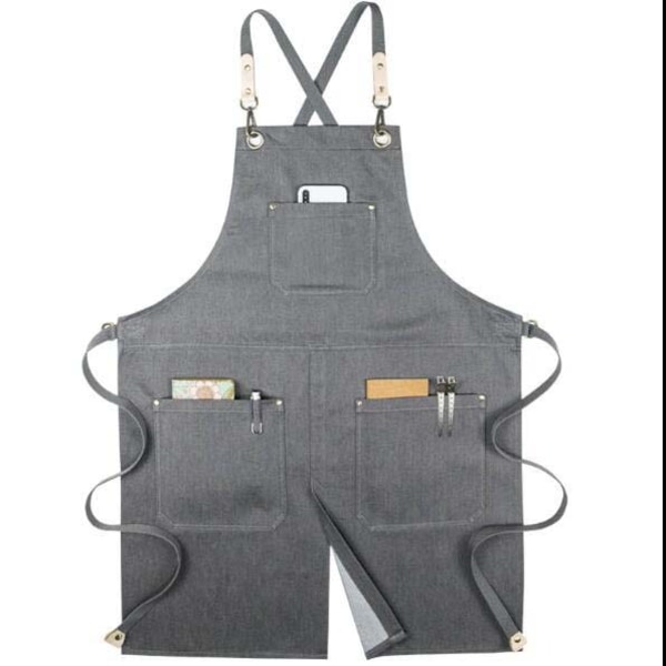 Kokkeforklær for menn kvinner med store lommer, One Size (grå), Co