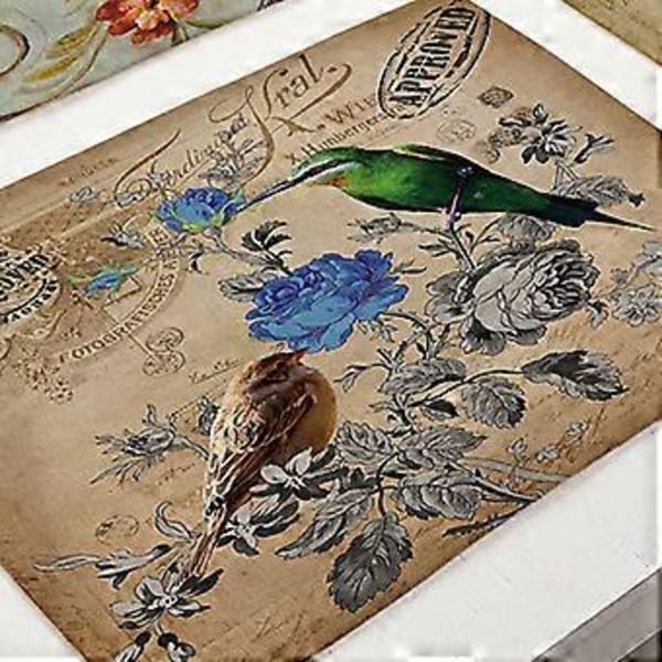 Unik Designet Delikat Miljøvennlig Tegneserie Fugl og Blomst Bomulls Lin Placemat (MC0038-3)