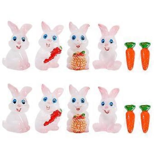 1 Set Små Kaninfigurer DIY Trädgård Kanin Prydnad DIY Mikro Landskap Prydnad