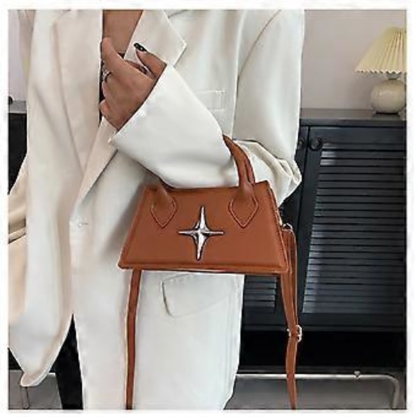 Fashion PU Tote Bag Liten Fyrkantig Väska Crossbody Väska Mångsidig Axelväska för Kvinnor Tjej Trendig Handväska Vardagsväskor Beige Beige