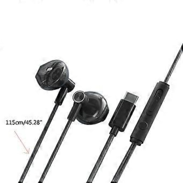 Type-C/3,5 mm langalliset kuulokkeet basso nappikuulokkeet stereo kuulokkeet musiikki peli kuulokemikrofoni mikrofonilla matkapuhelimelle tabletille musta Black