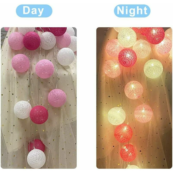 Bomullsboll-Ljusslingor, 3M 20 LED-Ljusslingor Batteridrivna