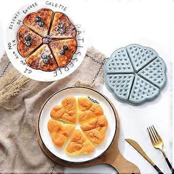 2 KPL Silikoninen Vohvelimuotti, 5 Sydämenmuotoista Onteloa, Kakku-, Muffini- ja Pannukakkumuotti Leivontatyökaluihin