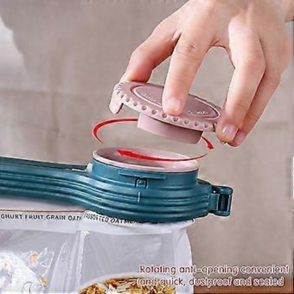 4-delt sett med matoppbevaringsklemmer, plastforseglingsklemmer i rustikk stil for melkepulver- og frokostblandingspakker