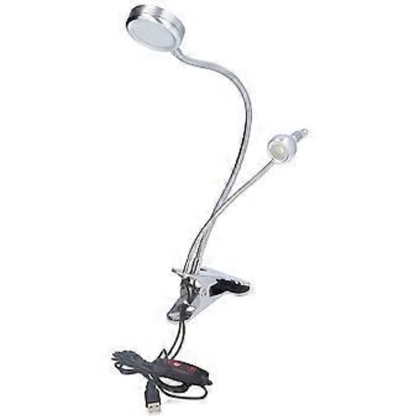 Klype Skrivebordslampe 10 Gir Justerbar LED Dobbel Hodet Svanehals Bordlampe Leselampe for Soverom