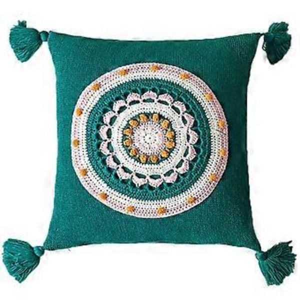 Boho Neulottu Koristetyynynpäällinen Tupsuilla Värikäs Pyöreä Kukka-aiheinen Tyyny Co Ink Ink