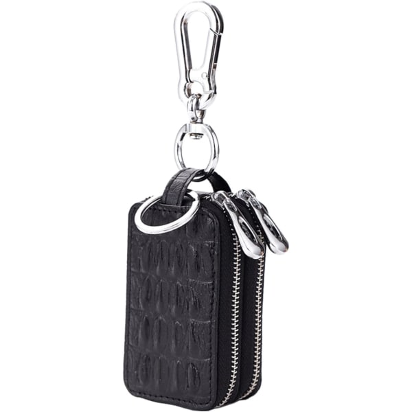 Nøgler i sort læder Møntpung Opbevaringspose til nøgle med lynlås