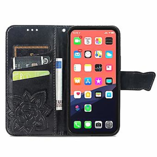 Fjäril Kärlek Blomma Läderfodral För iPhone 13 mini Black