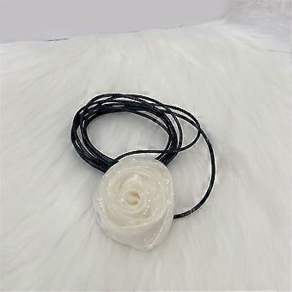Säädettävä kukka choker kaulakoru korut tyylikäs kukka kaulakoru asuste huomiota herättävä naisten choker ketjut koriste White