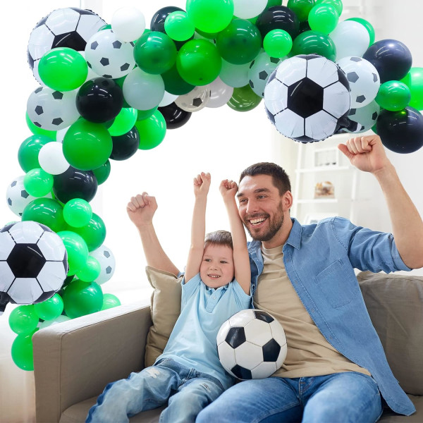 108pcs Soccer Balloon Party Supplies with Black Green White Ballo