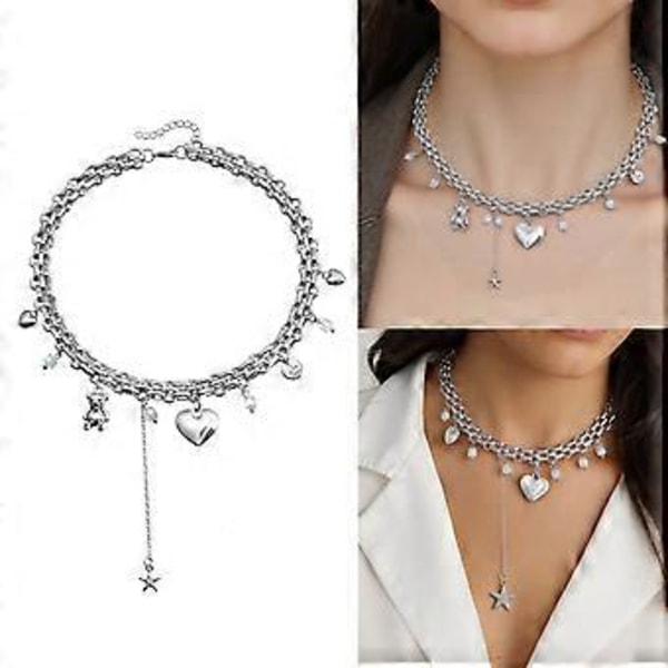 Tyylikäs sydänkarhu riipus kaulakoru rannekoru koriste naisille tukeva seos ominaisuudet parantaa personoituja tyylejä ZW198 Necklace