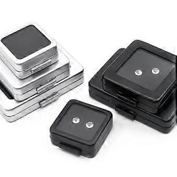 Metall Lös Diamant Smyckesförvaringslåda Skjutspänne Ädelstenar Display Organizer Fodral Smycken Pärlor Ädelsten Burk Silver L Silver L