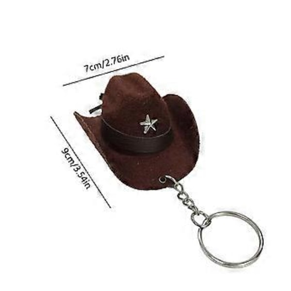 Stilfuld Western Cowboy Hat Nøglering Vedhæng Praktiske Lædernøgleringe Bærbar Taske Nøglering Dekoration til Kvinder Sort Black