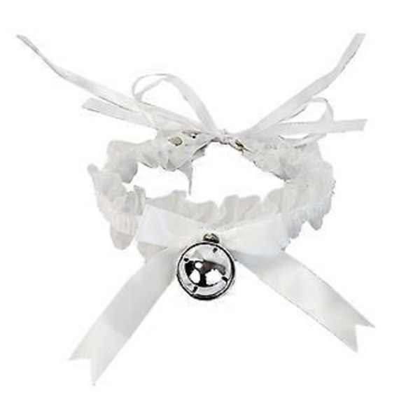 Blondechoker med bjelle, kattunge, søt, gotisk choker, avtakbar, cosplay, fest, justerbare smykker, svart, rosa, hvit white