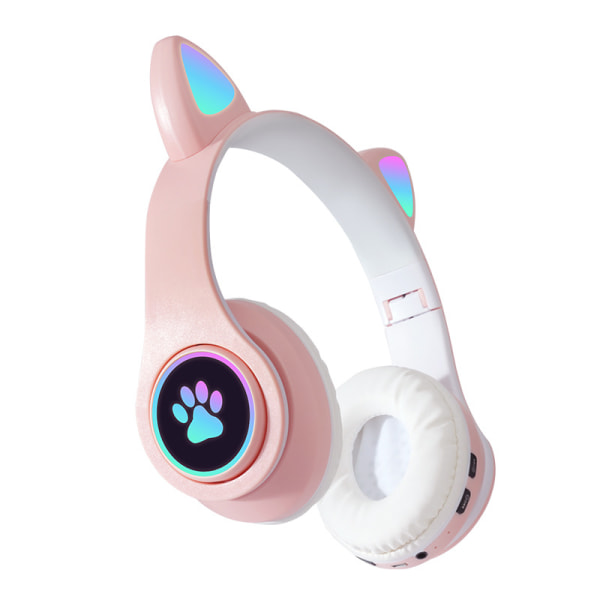 Gaming Bluetooth 5.0 trådlösa hörlurar Over Ear Cat LED-lampa F