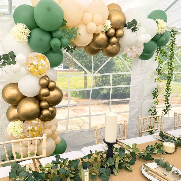 Gröna ballonger Arch Garland Kit, 112 st avokado olivgrön boll