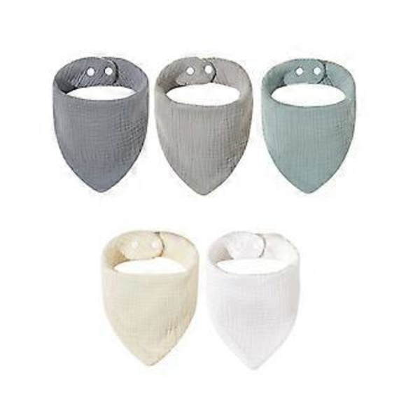 Baby Bandana Dregellappar 5-färgad Mjuk & Absorberande Baby Bitlappar Baby Dregellappar för Dreglande & Tandsprickningspresent A