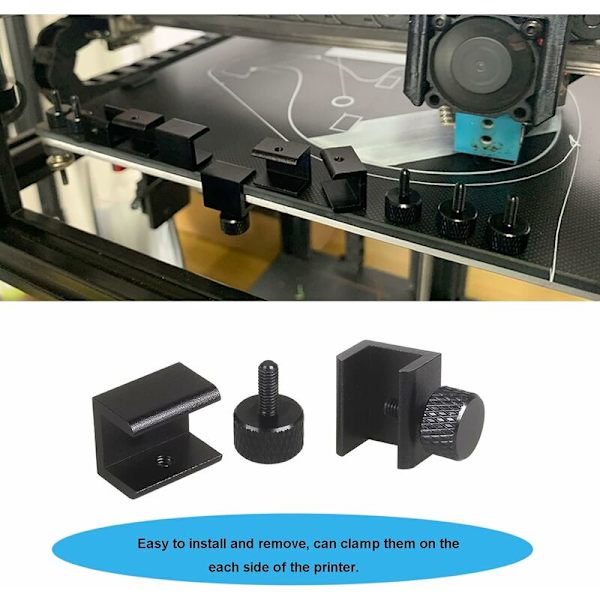 Glasbäddklämmor Glashyllfäste Aluminiumlegering 3D-skrivare Varm