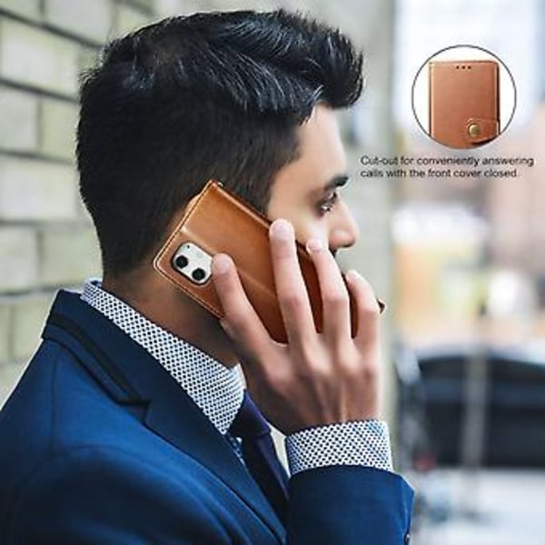 Retro Ensfarvet Læderetui til iPhone 12 Pro Max Brwon