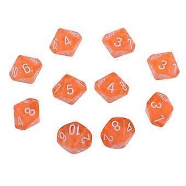 Muoviset 10 kpl 10-sivuiset D10 &D RPG Lautapeli Lelu DIY (Oranssi) Orange