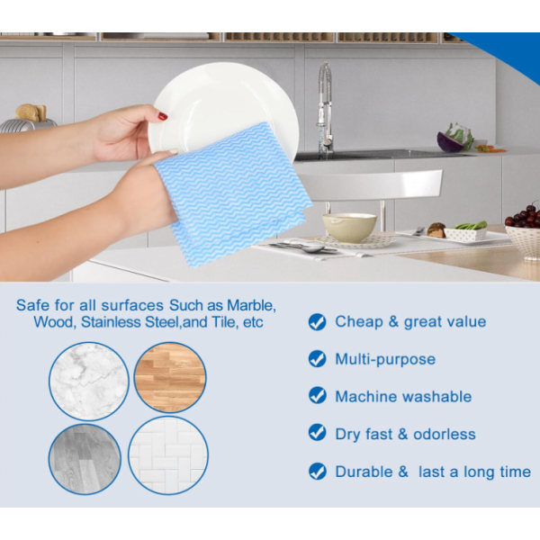 Tilfeldig farge, 10 delers sett med gjenbrukbare rengjøringshåndklær, oppvaskklut