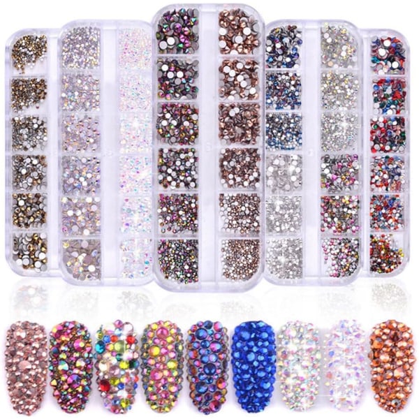 1440 st 3D Rhinestones Nagelkonst Dekorationer Akryl Diamant Juvel