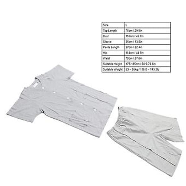 Avrivningsbar Skjorta Byxor Set Kortärmad Universal Unisex Delad Tryckknapp Topp Byxor för Postoperativ Infusion (L) L