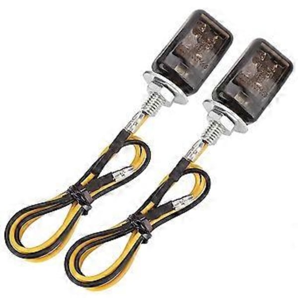 2 stk. Universelle Motorsykkel Mini Gule LED Blinklys Auto Tilbehør (Svart Røyk)