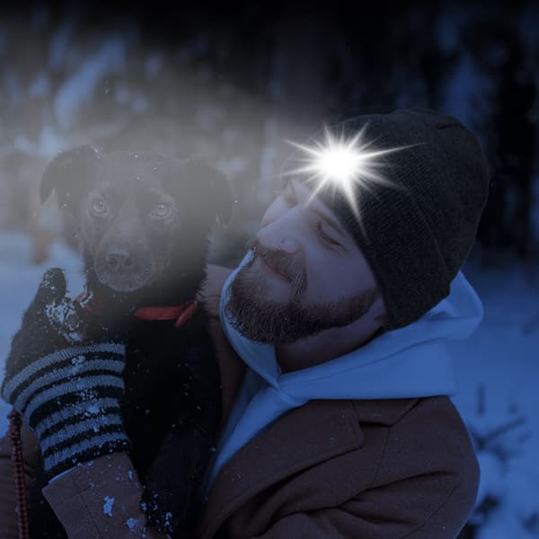 Dölj blå LED-pannlampa, herrars julklapp 6 LED-mössa hatt Rec