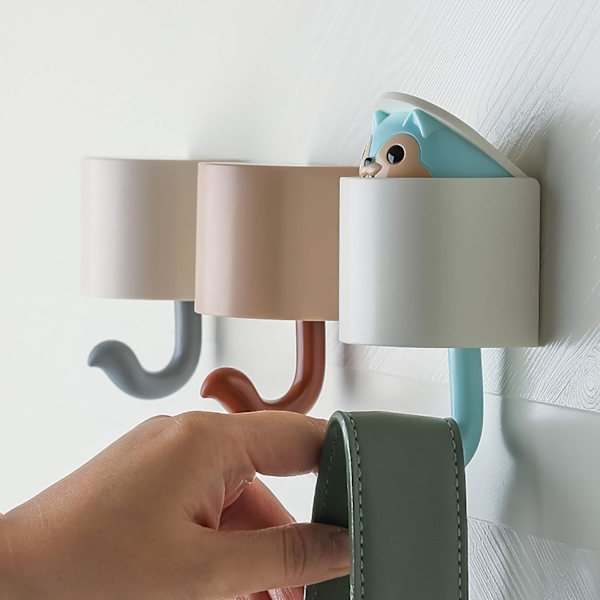 4 stycken kreativa ekorre-krokar för vägg, söta tecknade barn