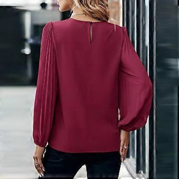 1 STK ensfarvet cross-border skjorte - bordeaux - m (style429)