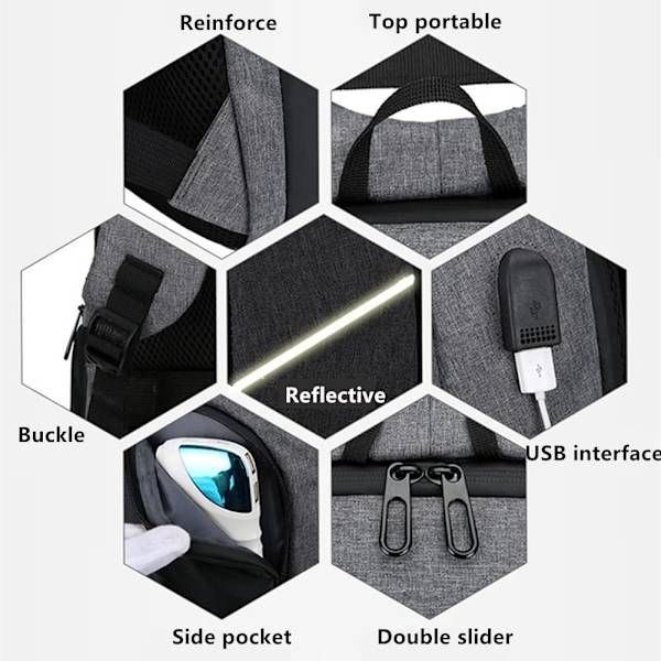 Vadderad 15,6\" laptopryggsäck med USB-laddningsport