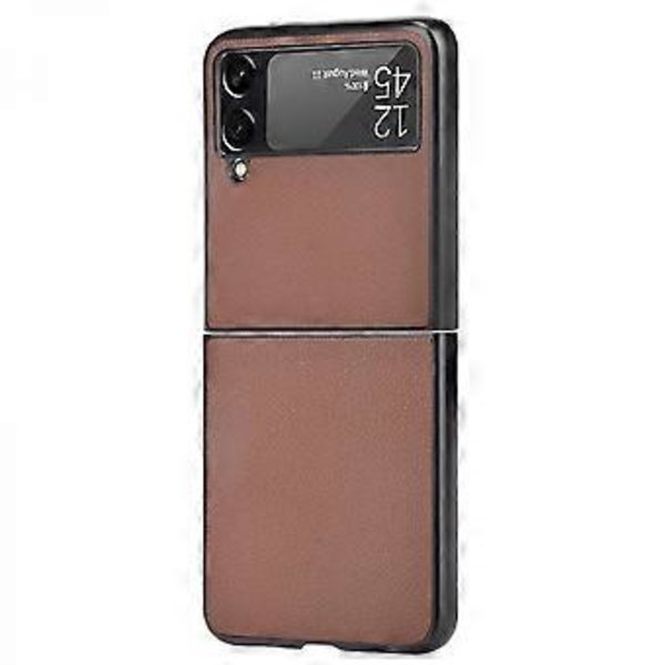 FOR Fodral för Samsung Galaxy Z Flip3 5G, Slim Repskyddande Flip Läderfodral för Samsung Galaxy Z Flip3 5G, Brun