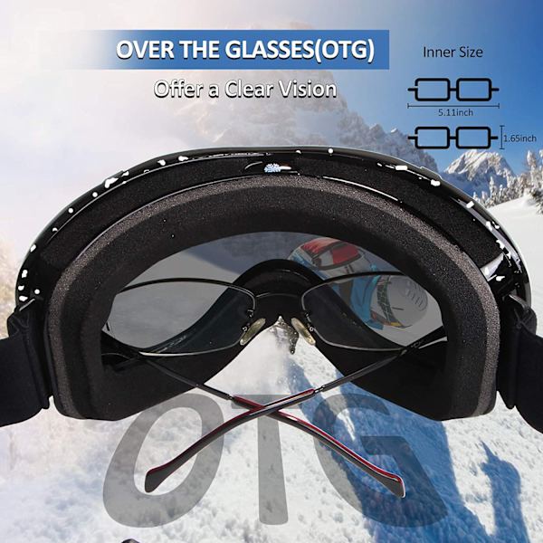 Skibriller - Över Glasögon Skibriller/Snowboard för Män, Kvinnor