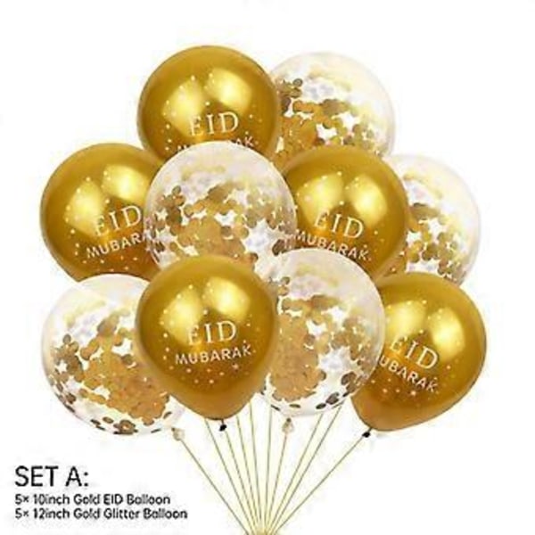 10 stk. Eid Mubarak Latex Ballong Ramadan Kareem Dekorasjon Luft Globos Ramadan Mubarak