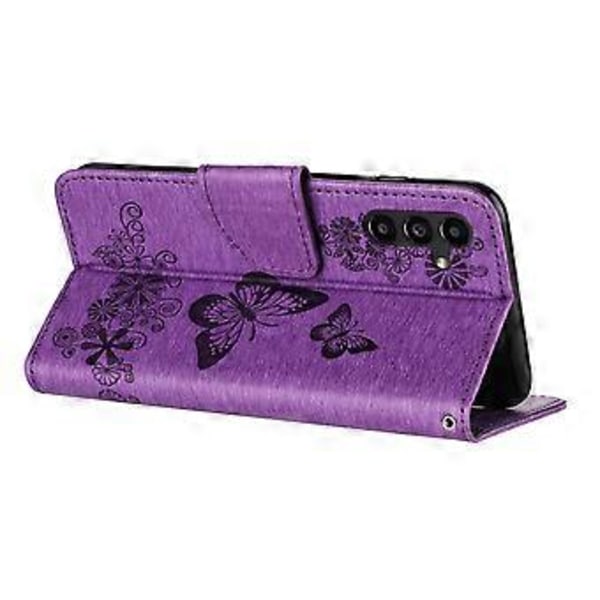Fodral för Samsung Galaxy A05s 4G, Folio PU Läder Fjärilar Blomma Mobilskal Style A