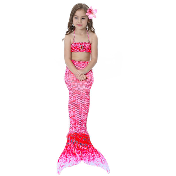 Barn och flickor vacker fiskstjärt bikini set baddräkt baddräkt baddräkt -9-10 år, rosa Pink 9-10years