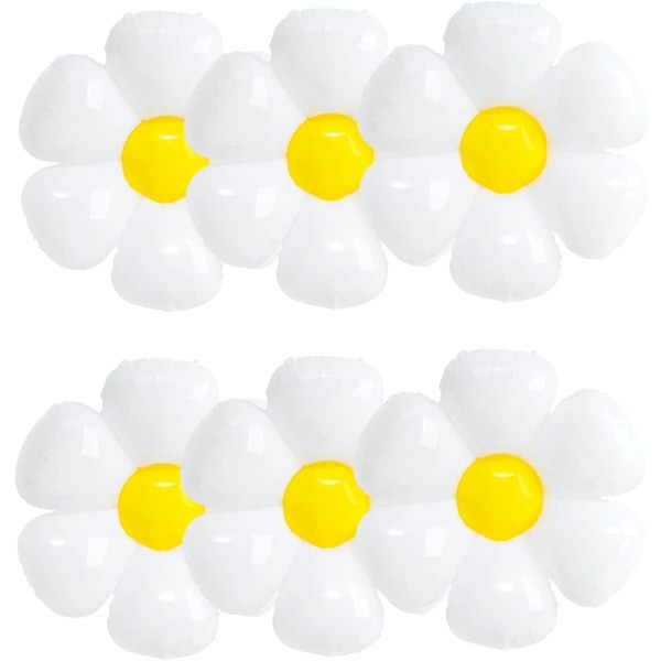 6 stk. Daisy folie ballonger, XXL Daisy Mylar folie ballonger, hvite