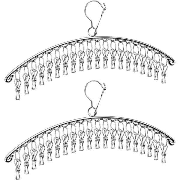 2 Pakkaa Ruostumattomasta Teräksestä Valmistettuja Sukkien Kuivaimia 40 Klipsillä, Pieni Vaatteiden Kuivausteline